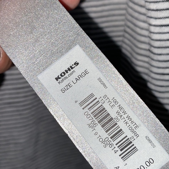 Apt 9 blouse sleeveless ruffle detail striped horizontal‎ soft NEW large - Picture 5 of 5